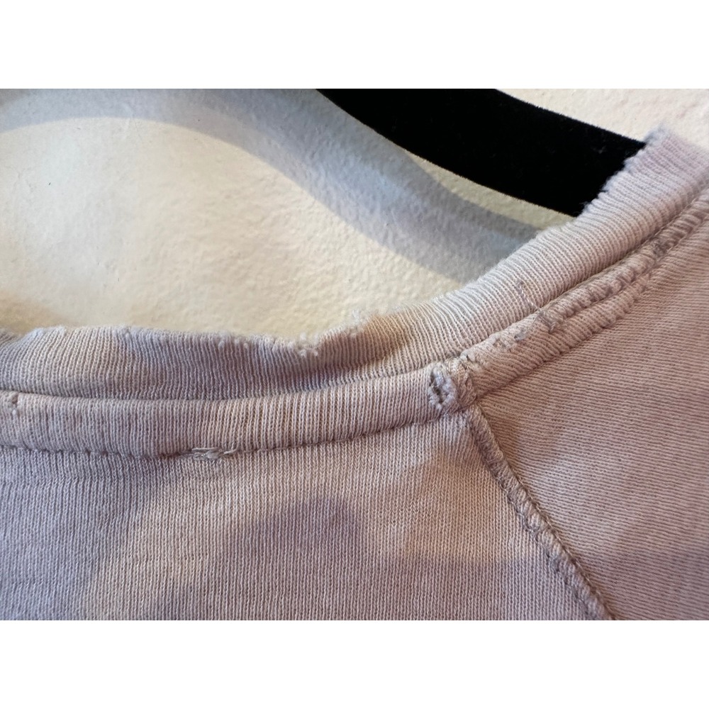 Zara Womens Destroyed Ribbed Knit Top Lite Grey Crew Neck Distressed Small - Picture 15 of 15